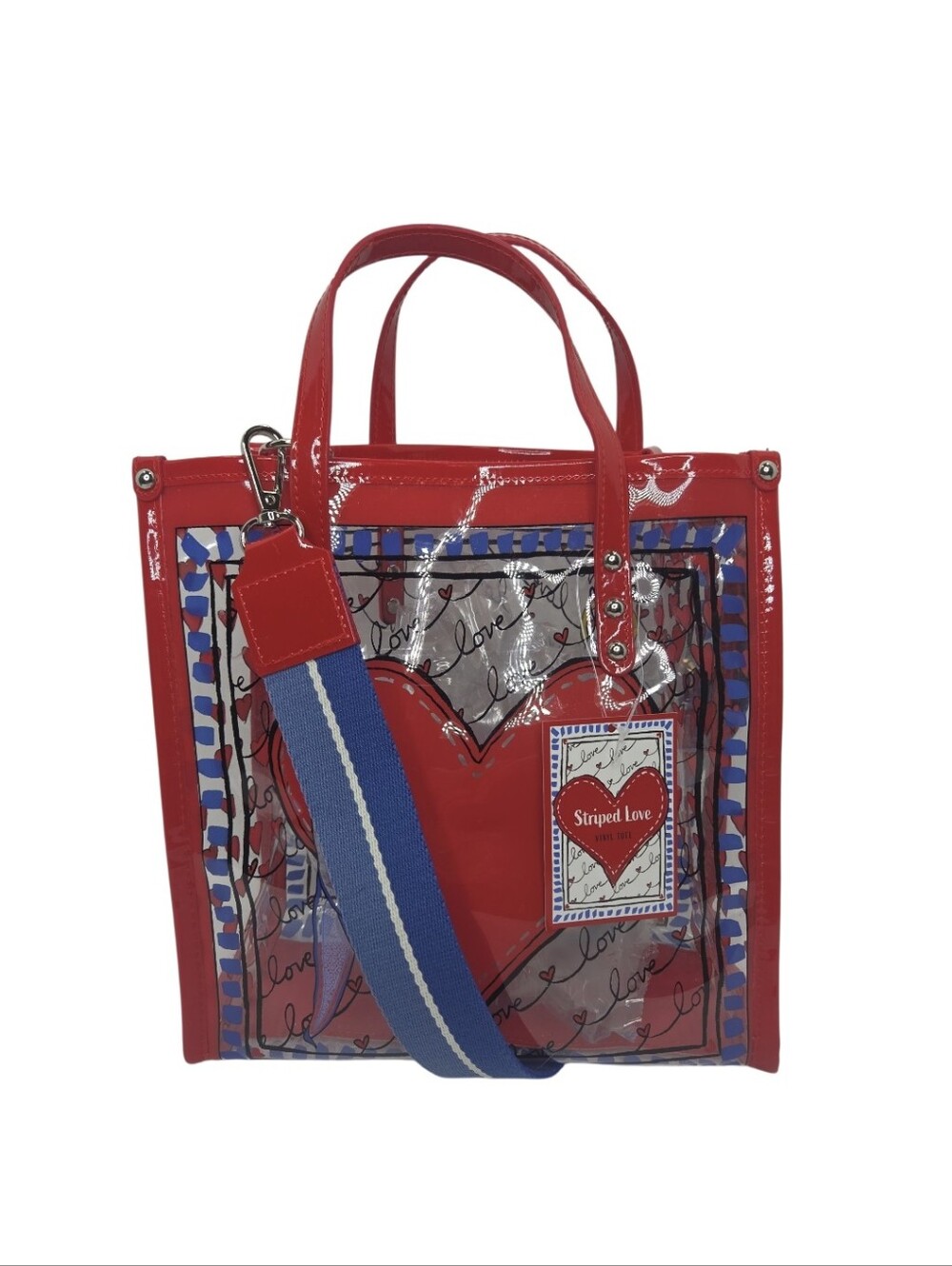 Brighton Clear Vinyl Heart Love Graphic Tote Crossbody Strap NWT